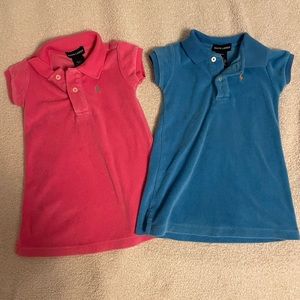 Bundle of 2 Polo Ralph Lauren baby dresses - pink and blue - 18 months